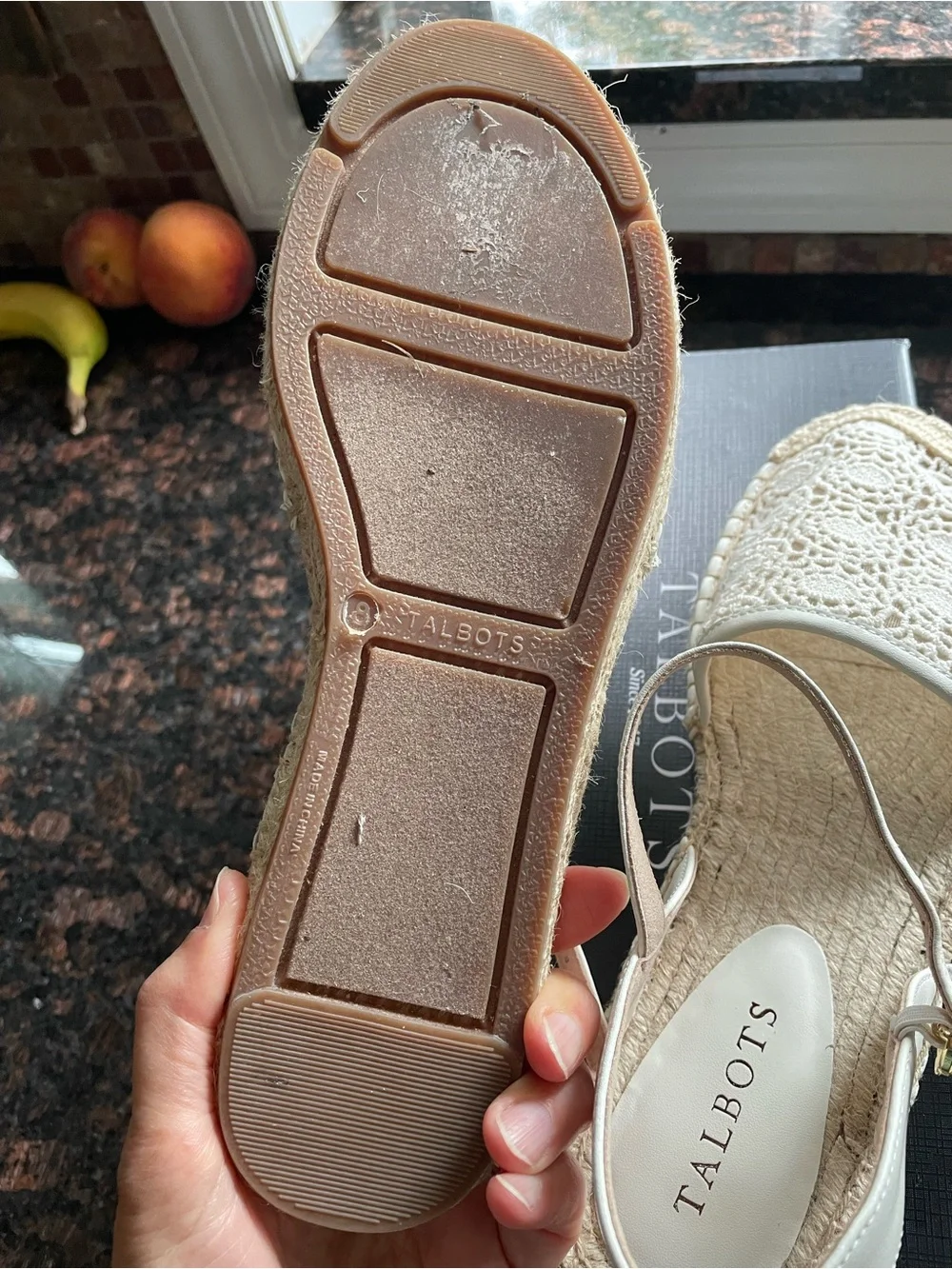 Talbots Cream Crochet Espadrille Slingback Flats$119.marked dn to $99.99. 1/2off